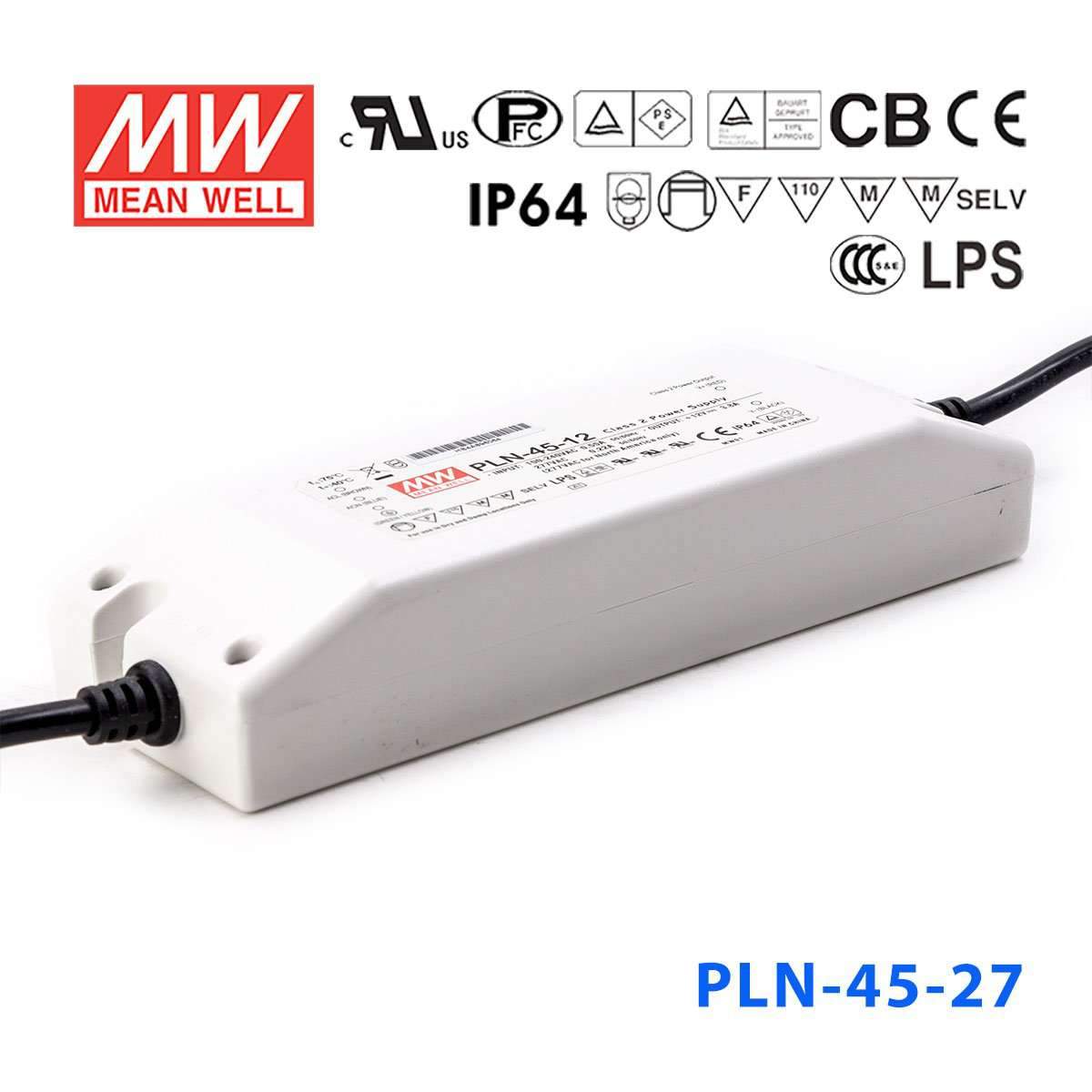 Mean Well PLN-45-27 Power Supply 45W 27V - IP64
