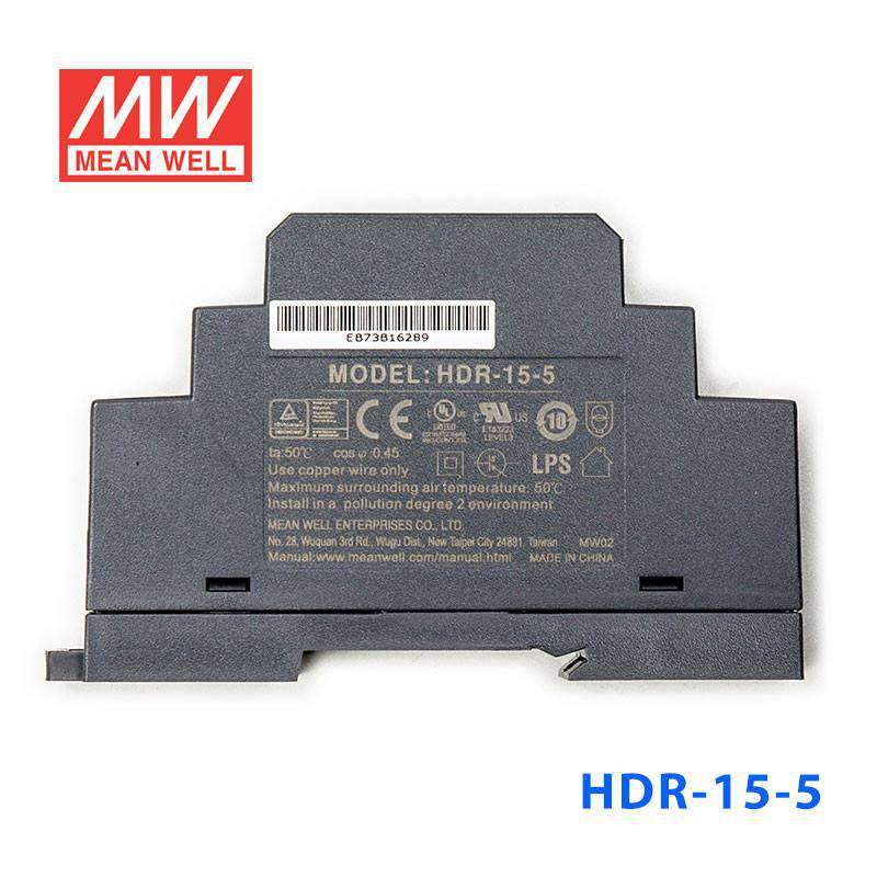 Mean Well HDR-15-5 Ultra Slim Step Shape Power Supply 15W 5V - DIN Rail - PHOTO 2