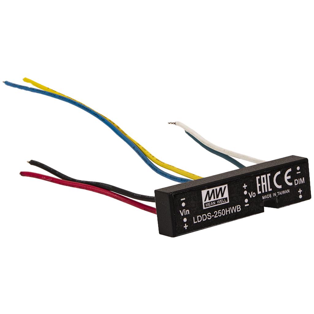 Mean Well LDDS-250HWB DC/DC LED Driver CC 250mA - Step-down Wire Type - 3 in 1 Dimmable