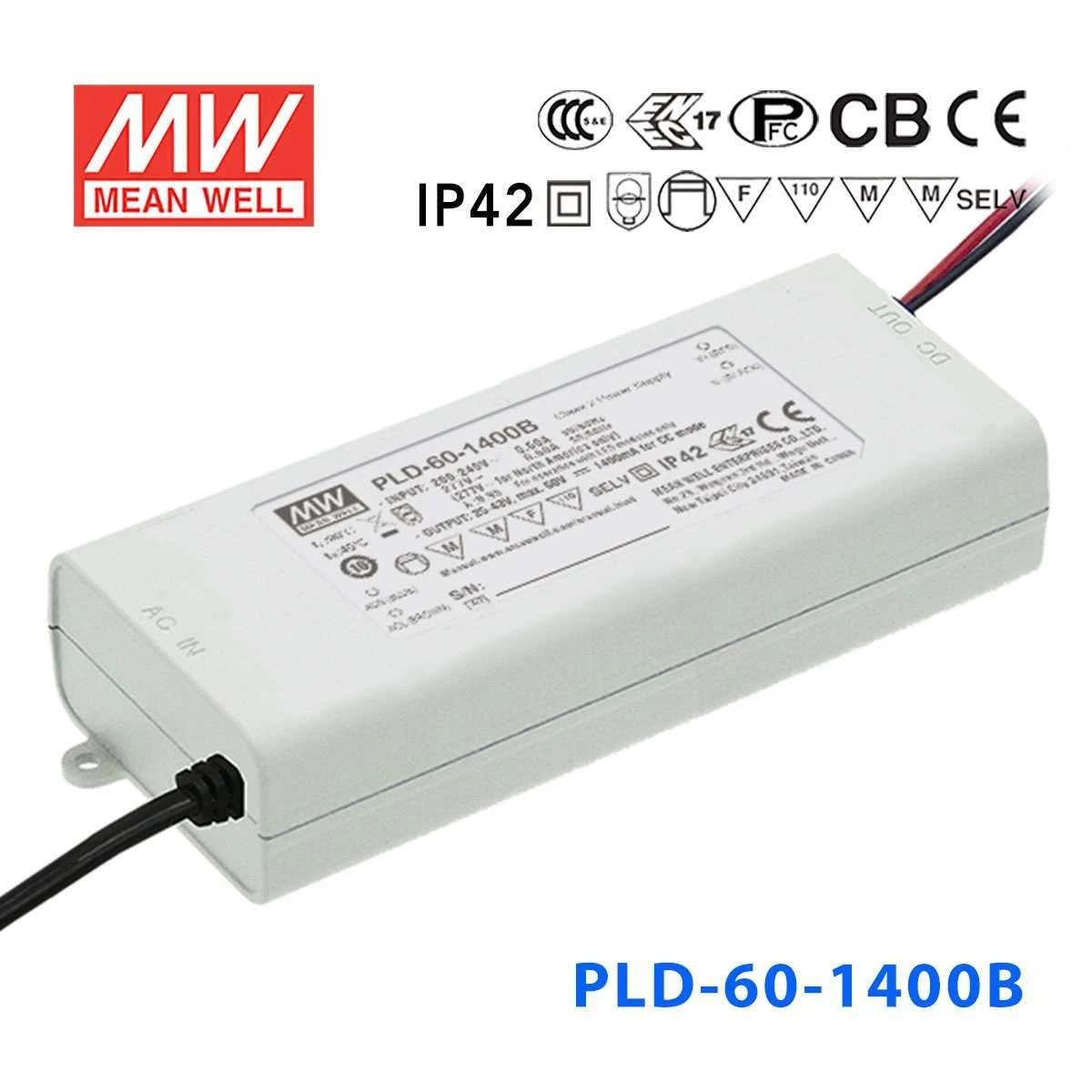 Mean Well PLD-60-1400B Power Supply 60W 1400mA